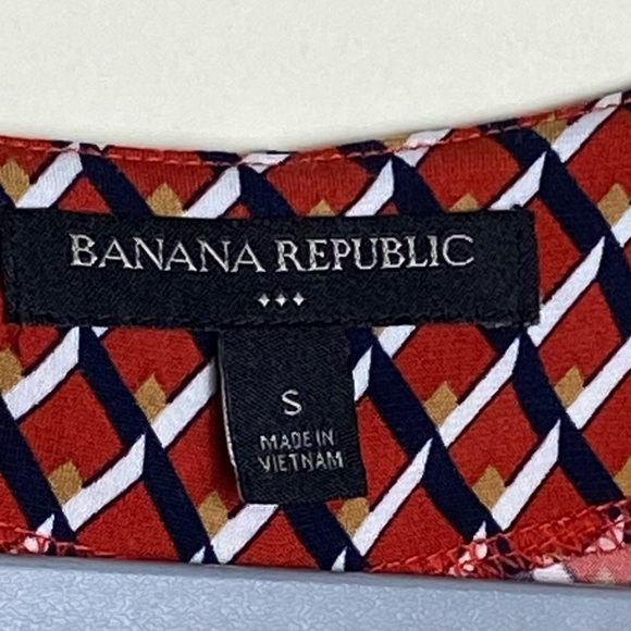 Banana Republic Factory Red Print Twist Faux Wrap Dress Women's Size M - Picture 7 of 14